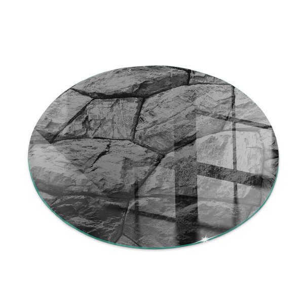 Glass hearth for stove round Natural stone pattern