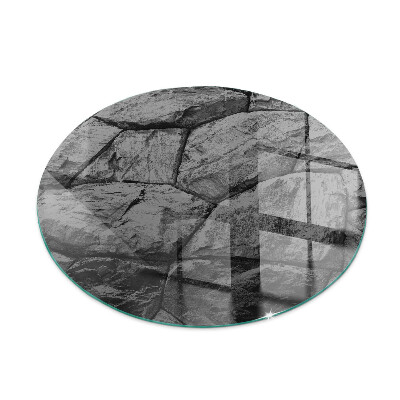 Glass hearth for stove round Natural stone pattern