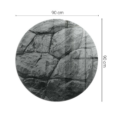 Glass hearth for stove round Natural stone pattern