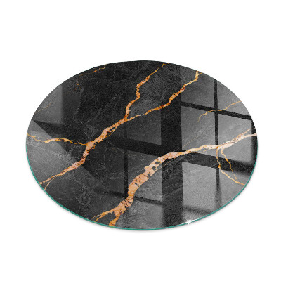 Glass fire hearth round Elegant marble with veins