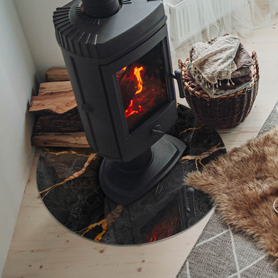 Glass fire hearth round Elegant marble with veins