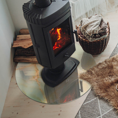 Glass fire hearth round Abstract Marble Pattern