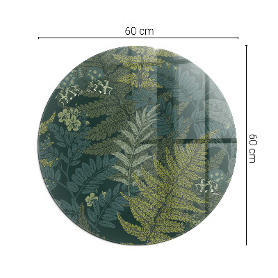 Glass fire hearth round Plant motifs with butterflies