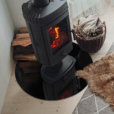 Glass hearth for stove round Color Dark Graphite