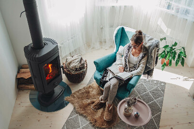 Glass fire hearth round Sea Color