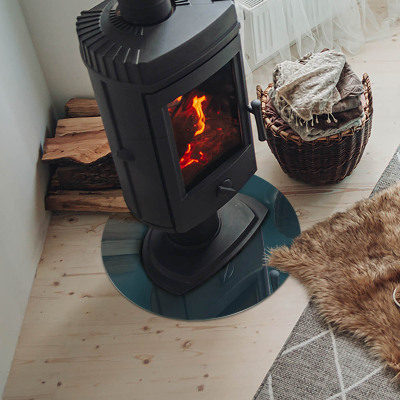 Glass fire hearth round Sea Color