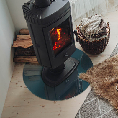 Glass fire hearth round Sea Color