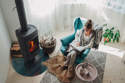 Glass fire hearth round Sea Color
