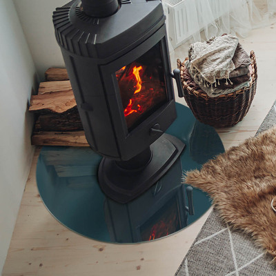 Glass fire hearth round Sea Color