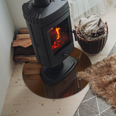 Glass fire hearth round Color Brown