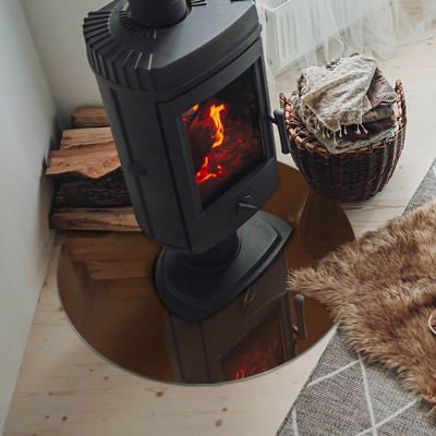 Glass fire hearth round Color Brown
