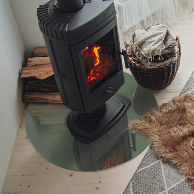 Glass fire hearth round Olive Color