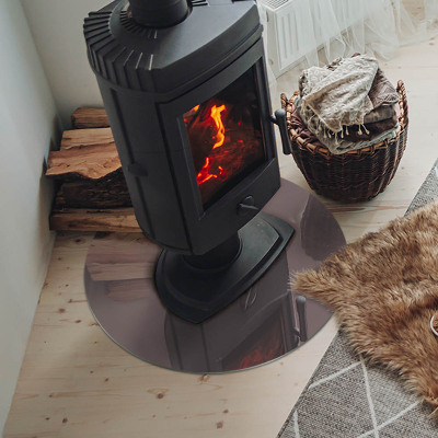 Glass hearth for stove round Color Beige