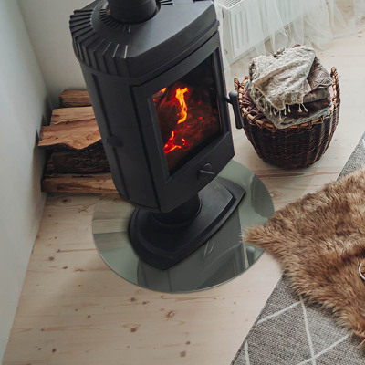 Glass hearth for stove round Color gray-green