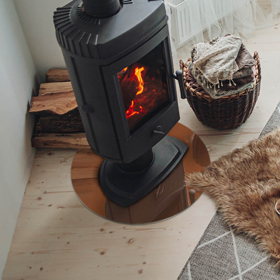 Glass fire hearth round Color Brown