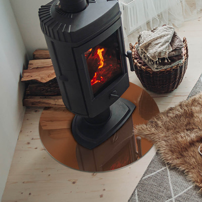 Glass fire hearth round Color Brown