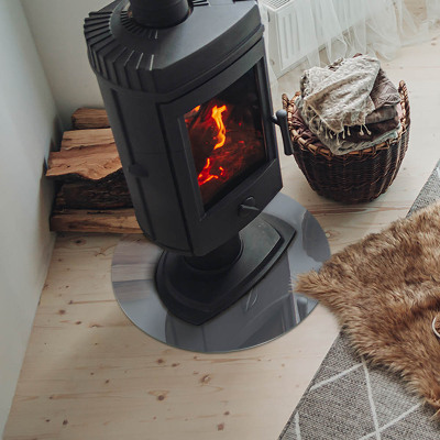 Glass hearth for stove round Color Gray