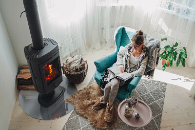 Glass hearth for stove round Color Gray