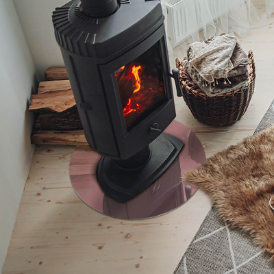 Glass hearth for stove round Color Pink