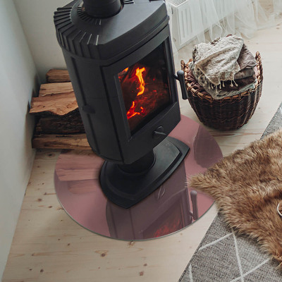 Glass hearth for stove round Color Pink