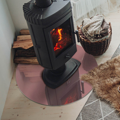 Glass hearth for stove round Color Pink