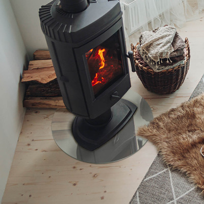Glass fire hearth round Color Gray-green