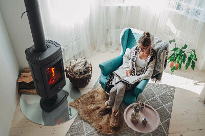 Glass hearth for stove round Color Light Green