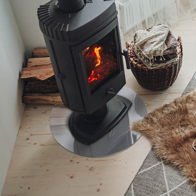 Glass fire hearth round Color Gray
