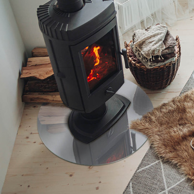 Glass fire hearth round Color Gray