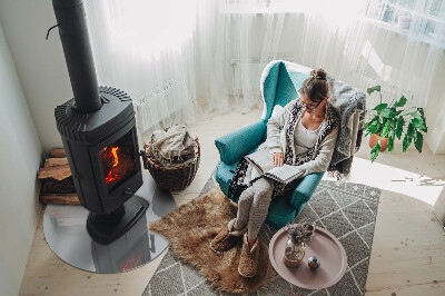 Glass fire hearth round Color Gray