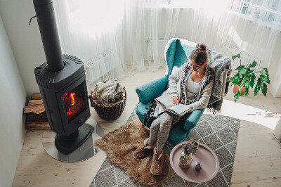 Glass hearth for stove round Color Light Cream