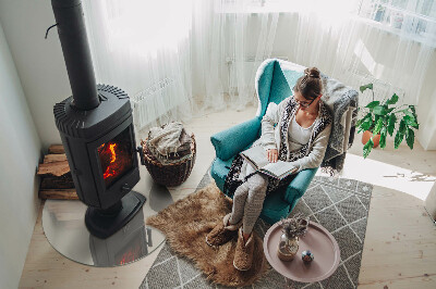 Glass hearth for stove round Color Light Cream