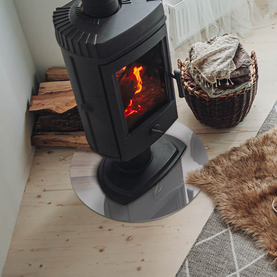 Glass fire hearth round Color Gray