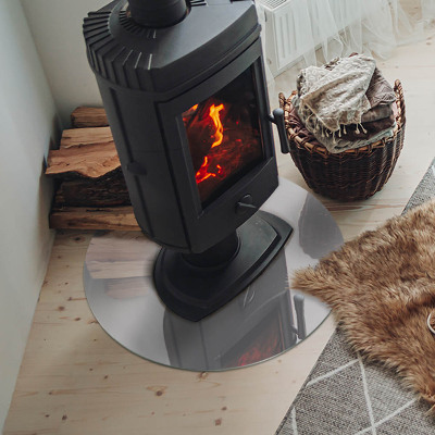 Glass fire hearth round Color Gray