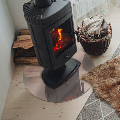 Glass hearth for stove round Color Light Brown