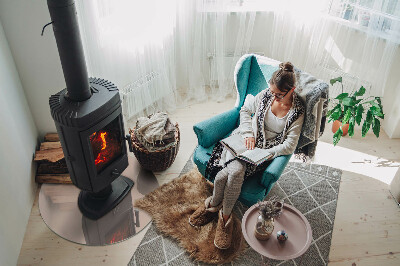 Glass hearth for stove round Color Light Brown