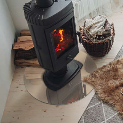 Glass hearth for stove round Color Beige