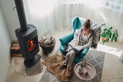 Glass hearth for stove round Color Beige