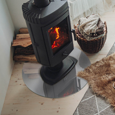Glass fire hearth round Color Light gray