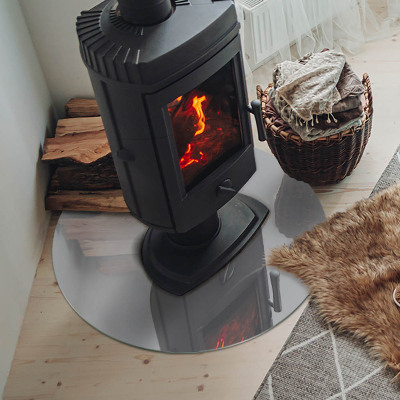 Glass fire hearth round Color Light gray