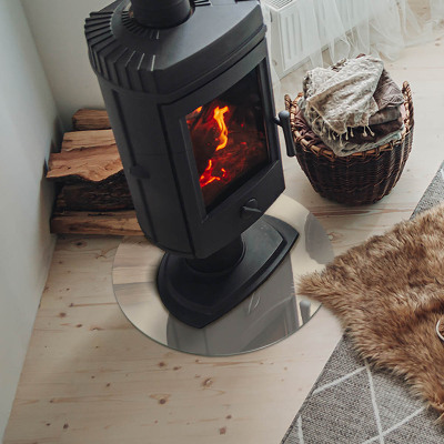 Glass hearth for stove round Color Beige