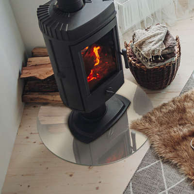 Glass hearth for stove round Color Beige