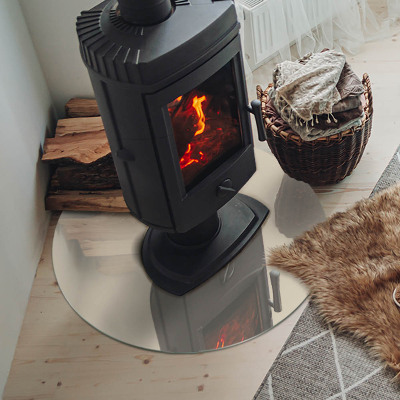 Glass hearth for stove round Color Beige