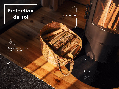 Wood burner hearth pad Rectangular black metal