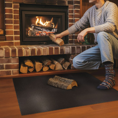 Wood burner hearth pad Rectangular black metal