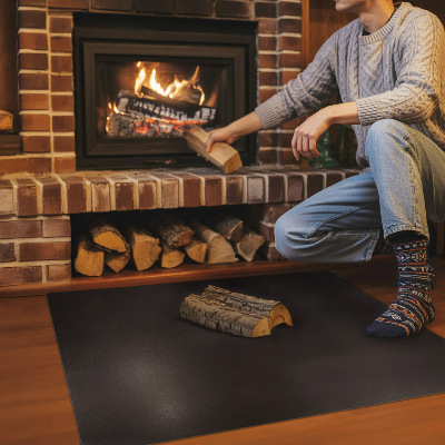 Wood burner hearth pad Rectangular black metal