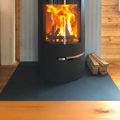 Wood burner hearth pad Rectangular black metal