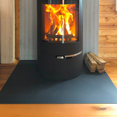 Wood burner hearth pad Rectangular black metal