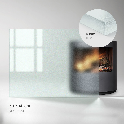 Glass hearth rectangular and semi-transparent