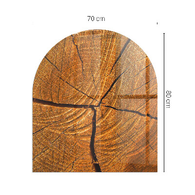 Glass hearth semi-oval Wood grain in cross section